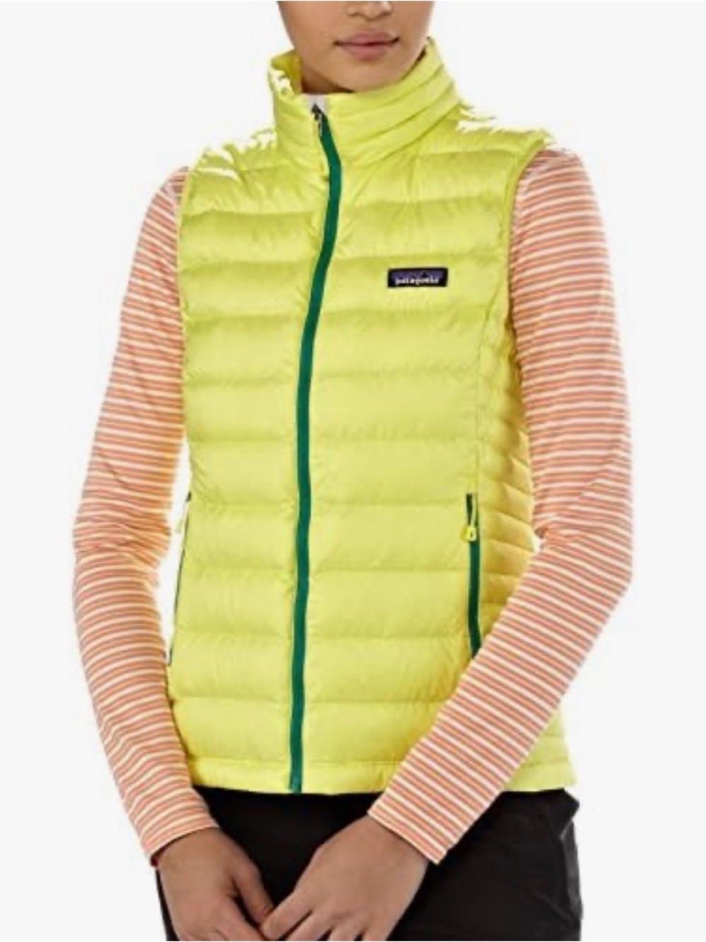 Patagonia Yellow Vest with Teal Interior Womens XL Solar Pow green.